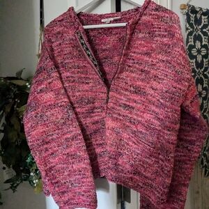 Retro Tinu & Stu cardigan sweater medium zip front floral embroidery Fair Aisle